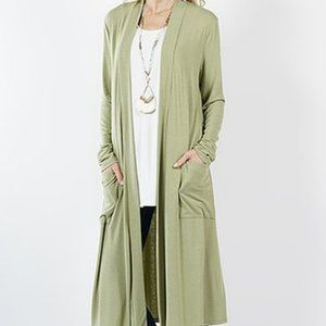 Sage Long-Sleeve Mid-Length Slouchy Pocket Open Cardigan - Size 3X - NWOT